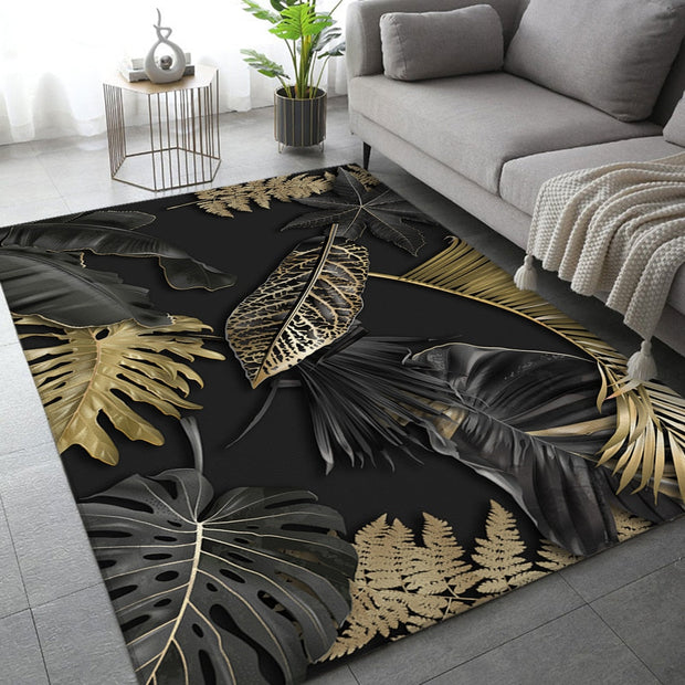 Dschungel Teppich Schwarz Und Gold - Dschungel-Deko.de