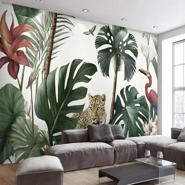 Tropischer Dschungel Tapete Leopard Dschungel-Deko.de
