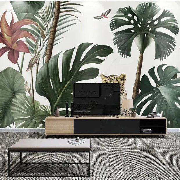 Tropischer Dschungel Tapete Leopard Dschungel-Deko.de