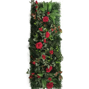 Künstliche Pflanzenwand mit roten Blumen Dschungel-Deko.de