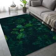 Dschungel Teppich Tiefgrün Mit Blattmotiv - Dschungel-Deko.de