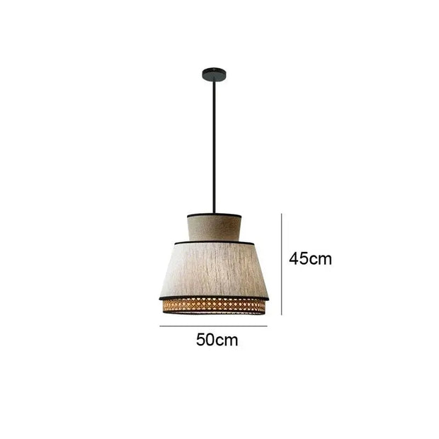 Rattan- und Stoffpendelleuchte Dschungel-Deko.de