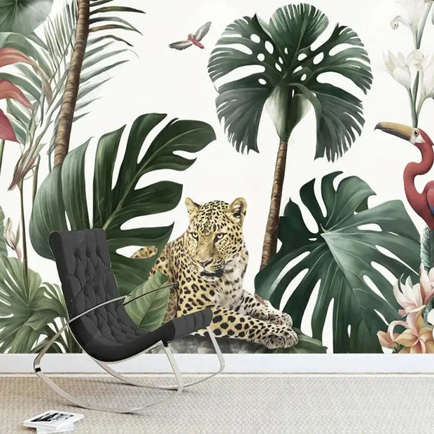 Tropischer Dschungel Tapete Leopard Dschungel-Deko.de