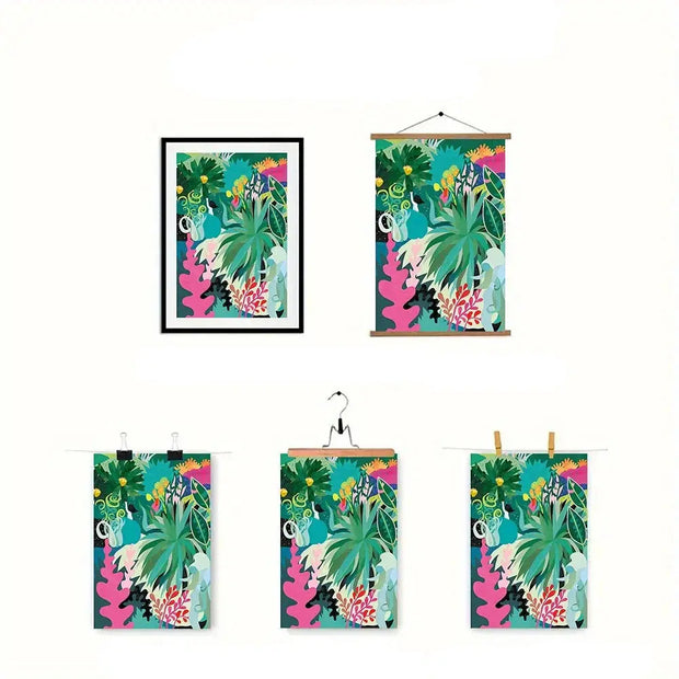 Bunter tropischer Blätter-Print - Dschungel-Deko.de