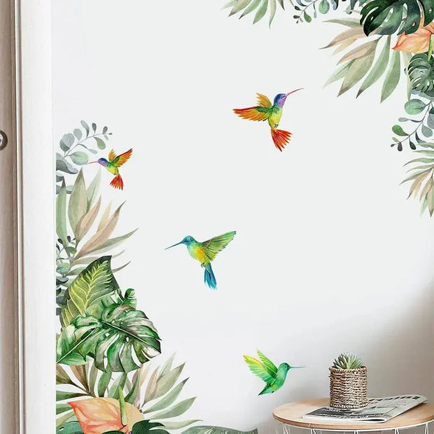 Kolibri- und Laubaufkleber Dschungel-Deko.de