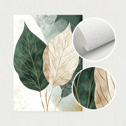 Grünes und beiges Blatt-Poster - 3er-Set Dschungel-Deko.de