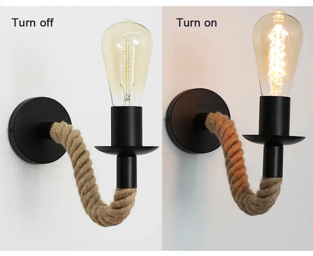 Wandleuchte aus Seil Dschungel-Deko.de