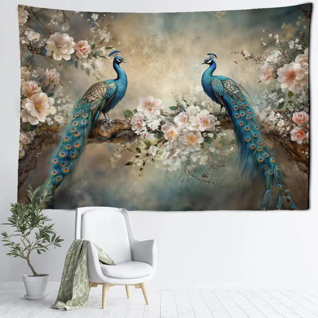 Vintage Pfau Wandbehang Dschungel-Deko.de