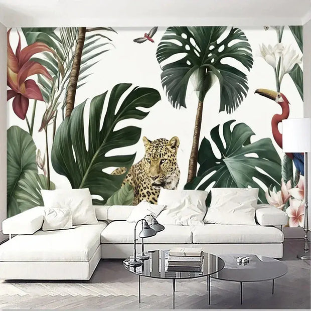 Tropischer Dschungel Tapete Leopard Dschungel-Deko.de