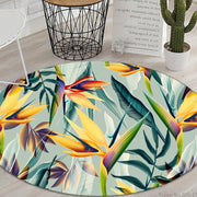 Tropischer Dschungel Teppich Rund Mit Paradiesvogel Motiv - Dschungel-Deko.de