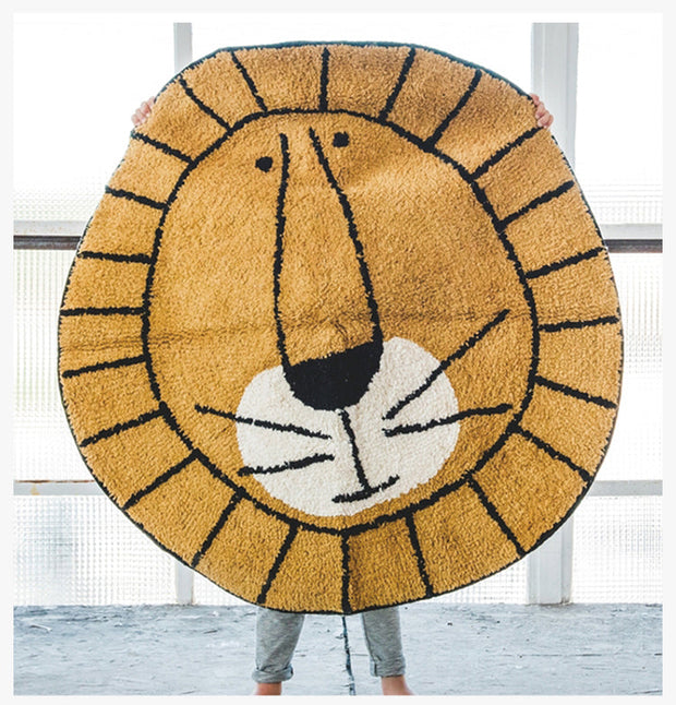 Runder Teppich Löwe Motiv für Dschungel Flair - Dschungel-Deko.de