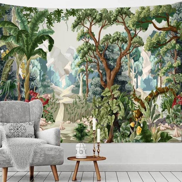 Dschungel Wandteppich Für Wohnzimmer Mit Exotischem Motiv - Dschungel-Deko.de