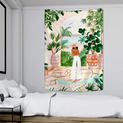 Wandbehang Tropische Frau Mit Landschaftsmotiv - Dschungel-Deko.de