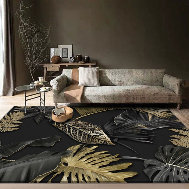 Dschungel Teppich Schwarz Und Gold - Dschungel-Deko.de