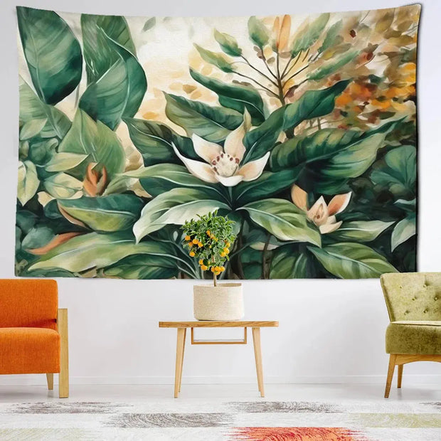 Vintage-Blätter Wandteppich Dschungel-Deko.de