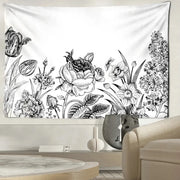 Schwarz-Weiß-Blumentapete Dschungel-Deko.de