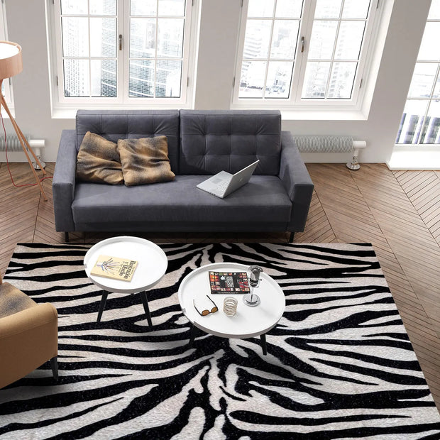 Zebra Teppich Exotisch - Tiermotiv Dschungeloptik - Dschungel-Deko.de