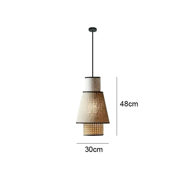 Rattan- und Stoffpendelleuchte Dschungel-Deko.de