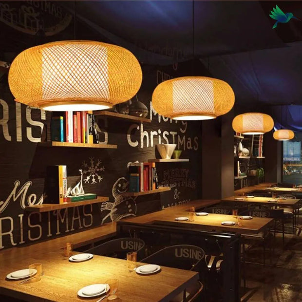 Ovale Bambus-Hängelampe Dschungel-Deko.de