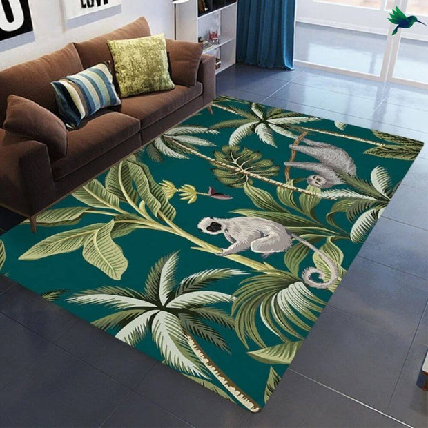 Tropischer Dschungel Teppich Mit Florealem Motiv - Dschungel-Deko.de