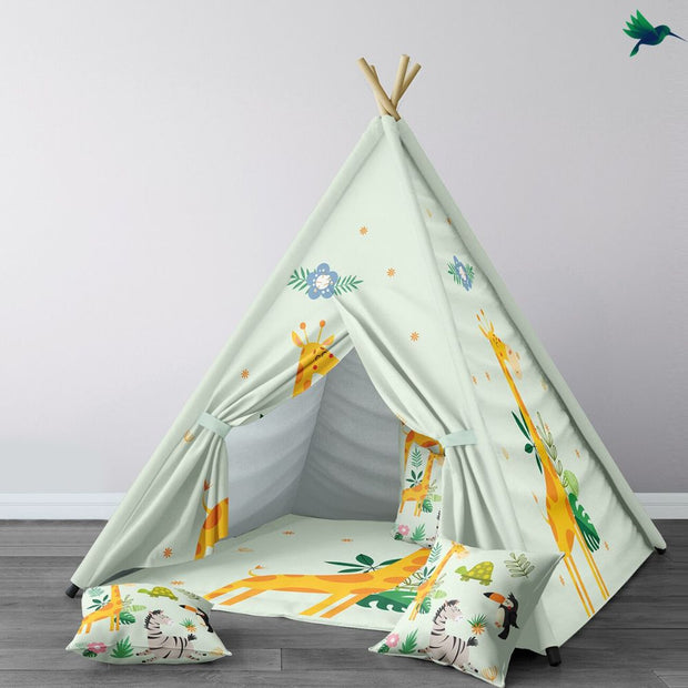 Kinder Tipi Zelt Mit Dschungelmotiv Für Abenteuerzimmer - Dschungel-Deko.de