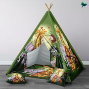 Kinder Tipi Zelt Mit Exotischem Dschungelmotiv - Dschungel-Deko.de