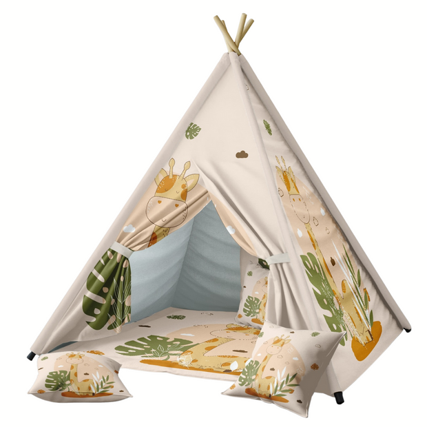 Tipi Spielzelt Dschungel Mit Giraffen Design - Dschungel-Deko.de