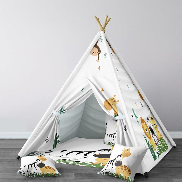 Tipi Zelt Kinderzimmer Dschungel Abenteuerzelt Safari-Motiv - Dschungel-Deko.de