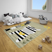 Dschungel Teppich Mit Zebramotiv In Naturtönen - Dschungel-Deko.de