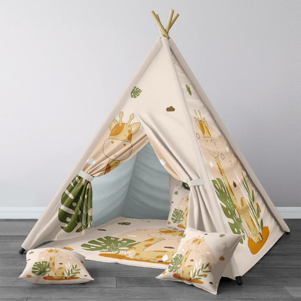 Tipi Spielzelt Dschungel Mit Giraffen Design - Dschungel-Deko.de